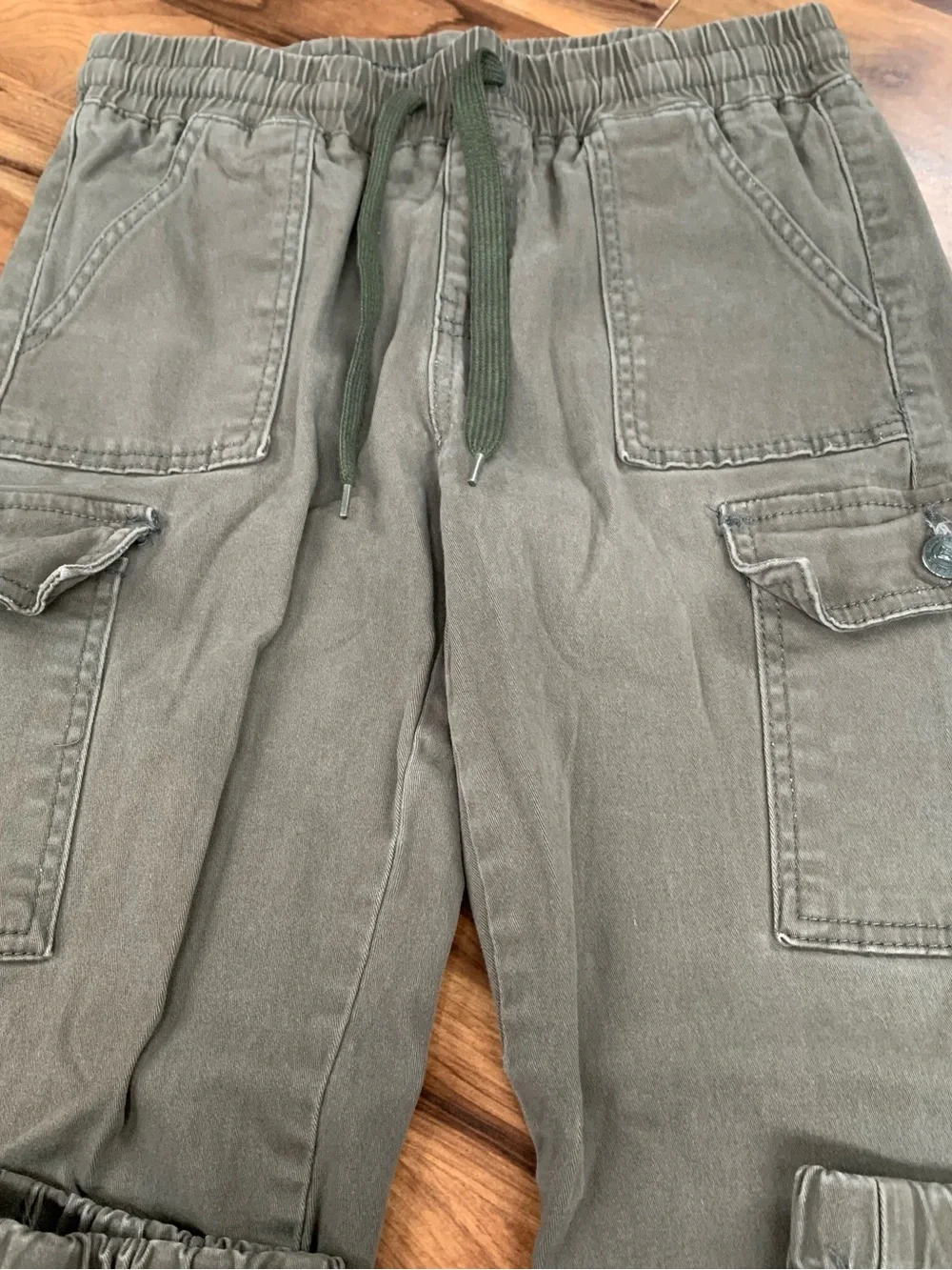Monkey Ride Jeans Jogger Pants Womens 5/27 Green Cargo Drawstring Casual Tapered